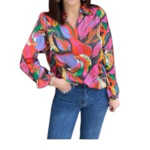 Haver + Blair Button Down Blouse Multicolor M